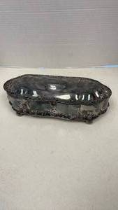 lot 5005 image: Barbour Silver Co quadruple silver plate hinged box etched top Princess Pickles Loucetne 1905 3 x 11 x 4.5 in