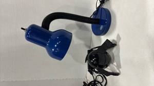 lot 6012 image: Blue Desk Lamp and Vornado Zippi  Fan