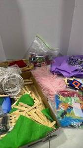 lot 6087 image: Arts and crafts supplies including popsicle sticks, string and more