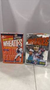 lot 6100 image: NFL 75th Anniversary Wheaties Cereal Box and 1993 Wheaties cereal box