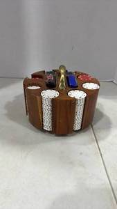lot 6113 image: Rotating wooden poker chip carousel