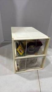 lot 6115 image: 2 drawer plastic container with craft supplies and more