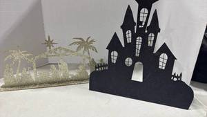 lot 1275 image: Metal nativity scene, and haunted house