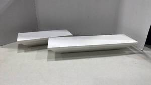 lot 1278 image: White Floating Wall Shelves Set of 2 larger one is 4x18x5
