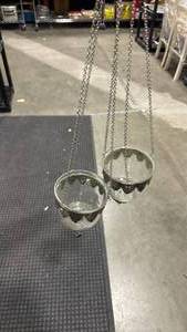 lot 1282 image: Mid Century Glass Globe Chain Hanging for tea lights
