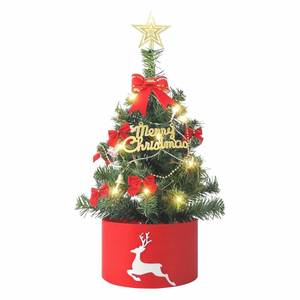 lot 3126 image: 2FT Mini Christmas Tree with Lights, Pre-Lit Artificial Christmas Tree with Tree Skirt & Star Topper, Green Tabletop Xmas Tree for Home, Office, Bedroom, Party Decor (Battery Not Included)