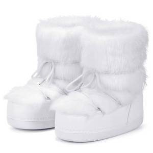 lot 3130 image: QLR Womens Faux Fur Snow Boots for Women Warm Winter Fluffy Boots Fuzzy Comfortable Shoes