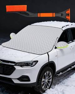 lot 3140 image: Snow Cover for Car Windshield, Ice Scraper and Snow Brush, Waterproof Windshield Protector, Frost for Winter Snow Ice Removal, Fits Sedan SUV, Easy Install Sun Shade and Car Exterior Protection