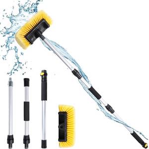 lot 3145 image: NAVAPAL 54 Car Wash Brush with Long Handle and 12 Soft Bristle Brush Head, Water Flow-Thru Car Washing Brush with Hose Attachment for Cleaning Car, RV, Truck, Boat, Camper, House Siding and More