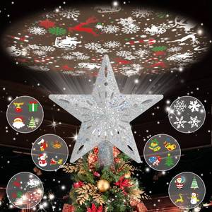lot 3152 image: Patiobay Christmas Tree Topper Lighted with 6 Projected Patterns, Christmas Star Tree Topper Built-in LED Rotating Lights, 3D Glitter Projector for Party Holiday Xmas Decorations Gifts (Silver)