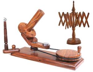 lot 3153 image: Large Handcrafted Wooden Yarn Winder & Swift �� Rosewood Brown Ball Winder for Crocheting, Knitting, Weaving �� Heavy-Duty Yarn Winder for 8-12 oz Skeins