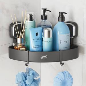 lot 3162 image: TAILI Corner Shower Caddy with Suction Cup Hooks, Aluminum Corner Shelf Basket�� Wall Mounted Organizer Rack for Shampoo, No-Drilling Rustproof for Kitchen and Bathroom