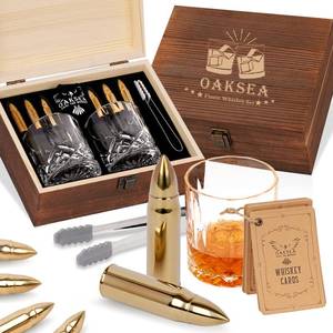 lot 3165 image: Gifts for Men Dad Husband, Valentines Day Anniversary Birthday Gifts for Him Boyfriend, Reusable Stainless Steel Whiskey Stones and Whiskey Glasses Set, Cool Burbon Scotch Cocktail Set Gifts