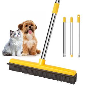 lot 3166 image: Rubber Broom for Pet Hair Removal, Carpet rake with Squeegee for Cleaning Pet Hair, 52 inch Long Handle Rubber Broom,Dual-Sided for Small Fluff Carpet, Hardwood Floor, Tile,Orange