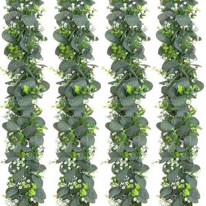lot 3172 image: Dolicer 4 Packs 6FT Artificial Eucalyptus Garland, Faux Greenery Garland Fake Vines Hanging Silver Dollar Eucalyptus Leaves for Wedding Backdrop Arch Table Wall Party Home Decor