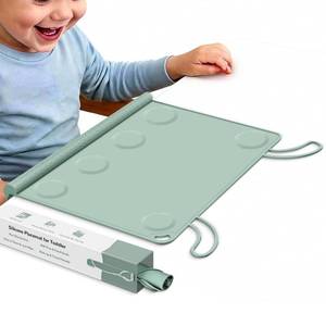 lot 4014 image: DZDOV Silicone Placemat for Toddler Eating Wipe Clean & Roll Up in The Diaper Bag - Table Mat for RestaurantTravelOn-The-Go
