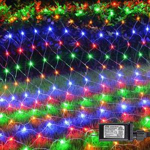lot 4021 image: Funpeny Christmas Net Lights, 12ft x 5ft 360 LED Clear Wire Mesh Decor with 8 Modes Waterproof Connectable Xmas Decorations for Outdoor Outside Bushes Yard Lawn Patio Tree Garden Party (Multi Colored)