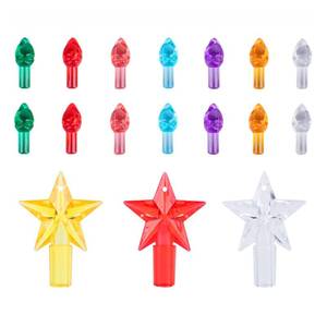 lot 4027 image: Ceramic Christmas Tree Replacement Lights Bulbs, Flame Shape Light up Artcraft Accessories for Ceramic Tree, Multicolor Mini Twist Light Ornaments, 210Pcs  6 Stars