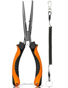 lot 4032 image: Pullther Fishing Needle Nose Pliers Fishing,Fishing Pliers,9 in Fishing Pliers Hook Remover,Carbon Steel split ring pliers,Saltwater Fishing Gear