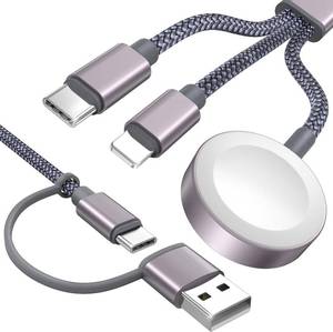 lot 4036 image: Travel Essentials,3 in 2 USB C Cable for Apple Watch Charger,iPhone Charger,Multi Charging Cable,Vacation RV Camping Essentials,Portable for iWatch Series 11-2UltraSE & iPhone 17-12,Car,4FT