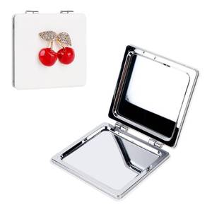 lot 4044 image: BUNCHBRAVO Pocket Mirror with Red Cherry Design, Travel Compact Mirror with Double-Sided Magnification for Makeup and Touch-up