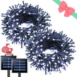 lot 4059 image: JMEXSUSS 2 Pack White Solar Christmas Lights, Total 200 LED 66 FT Solar String Lights Outdoor Waterproof, White Twinkle Light for Christmas Tree Outside Garden Yard Decor