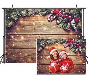lot 4072 image: 7x5ft Christmas Backdrop Snowflake Gold Glitter Christmas Wood Wall Photography Backdrop Xmas Rustic Barn Vintage Wooden Floor Background for Kids Portrait Photo Studio Booth
