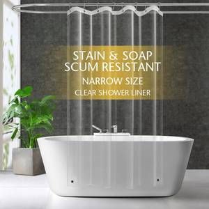 lot 4074 image: ZEMAHOME Narrow Size Clear Plastic Shower Curtain Liner, 48x72 Inch Thin Lightweight Transparent Plastic Bathroom Shower Showroom Inner Curtain with Rustproof Metal Grommet Holes and Weighted Magnets