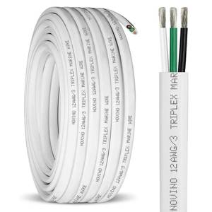 lot 4094 image: 12 Gauge Marine Wire 123 12AWG Marine Grade Wire Triplex Tinned Copper Boat Cable,12 Gauge OFC Oxygen Free Copper Cable for Automotive RV Boat Speaker Solar Outdoor - 50ft