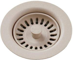 lot 4099 image: Elkay LKQS35PT Polymer Drain Fitting with Removable Basket Strainer and Rubber Stopper, Putty