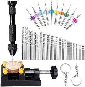 lot 4460 image: 62 Pieces Pin Vises Hand Drill Bits Set Micro Twist Manual Rotary Hobby Drill Tools with Clamp for Jewelry Making, Craft Carving, DIY, Woodworking, Plastic, Shells, Resin or Model Making (0.3-3.0mm)