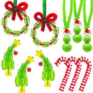 lot 4475 image: ALOVYY Christmas Crafts for Adults, 36 Sets Christmas Beaded Ornament Kit Including 12 PCS Green Monster6 PCS Tree12 PCS Candy Cane6PCS Garlands, Christmas Tree Decorations (Assembly Needed)