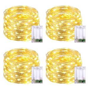 lot 4482 image: JMEXSUSS 4 Pack 50 LED Christmas Fairy Lights Battery Operated, 16ft Warm White Fairy Lights for Bedroom Wedding Patio Party DIY Mason Jar Decorations
