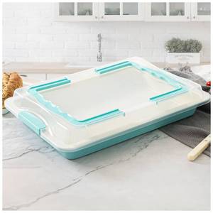 lot 5716 image: Spmarkt Baking Sheet Pan with Lid, 15inch10inch Non-Stick Ceramic-Coating Sheet Cake Pan with lid, Easy to Clean, Ovan Safe Baking Tray, Ideal for Party, and Outdoor Picnics