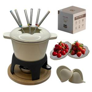 lot 5717 image: Cast Iron Fondue Set 15-Pcs With Accessories Fondue Kit For Swiss Fondue Cheese Meat Oil Fondue Pot Fondue Pot set, Cheese Fondue Set, Chocolate Fondue Pot, Cheese Melting Pot, Fondue Pot Non Electric