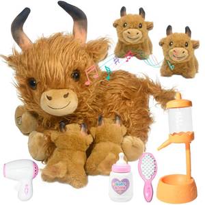 lot 5727 image: lonfypeng Nurturing Cow Stuffed Animal with 2 Plush Babies,Baby Stuffed for Girls and Boys Plushy Mommy Cattle with Baby Cattle for Birthday Party Favors Gifts
