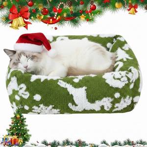 lot 5729 image: Yeyeplum Christmas Dog Beds for Small Dogs 20x19x6 Washable Non Slip Soft Rectangle Cat Beds for Indoor Cats Pets with Removable Zipper Cover Non Slip Bottom