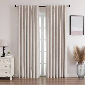 lot 5736 image: Flyfun Blackout Curtains 96 Inches Long - 2 Panels, Thermal Insulated Drapes for Living RoomBedroom, Rod PocketLinen (Natural, 52W x 96L)