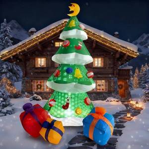 lot 5753 image: COOLWUFAN 7.5 FT Inflatables Christmas Tree Decoration, Christmas Inflatables Blow Up Yard Decoration with 3 Gift Boxes & Built-in LEDs for Christmas Decorations, Indoor Outdoor Yard Garden Lawn Decor
