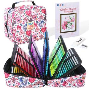 lot 5762 image: H & B 180-Color Colored Pencils Set with Coloring Book, Eraser, and Sharpener - Perfect for Drawing and Coloring - Soft Oil-Based Cores Ideal for Adults, Artists, and Beginners