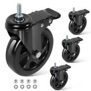 lot 5772 image: BZOLIHEU Caster Wheels 5 Inch, Swivel Threaded Stem Casters Set of 4 Heavy Duty 2400lbs, UNC 38 -16 x 1 (Stem Diameter 38, Stem Length 1) Locking Casters Wheels Black