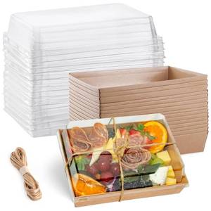 lot 5775 image: Leafiew 25 Pack 7x5 Inches Charcuterie Boxes with Clear Lids - Individual To Go Paper Charcuterie Board with Lid, Disposable Food Containers for Desserts, Cookie, Food, Charcuterie Accessories