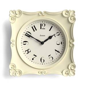 lot 5782 image: JONES CLOCKS� Rialto Wall Clock  Ornate Vintage Style Square Clock  10 inch  Cream  Ideal for The Living Room or Bedroom