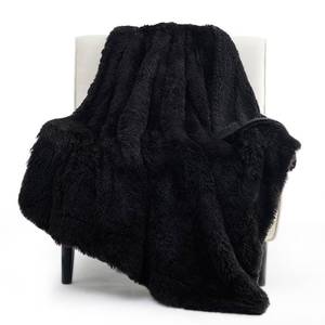 lot 5790 image: Bedsure GentleSoft Fluffy Black Throw Blanket Gifts for Men, Black Decor Soft Cozy Fuzzy Plush Minky Thick Warm Sherpa Fleece Faux Fur Throws for Couch Bed, Furry Blanket Gifts for Mom Dad, 50x60