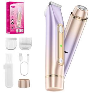 lot 6022 image: PVBKZ 2 in 1 Bikini Trimmer for Women, Dual Head Electric Razor, IPX7 Waterproof WetDry Use Women Electric Shaver, Painless Body Facial Hair Remover for Bikini Legs Arm Underarm