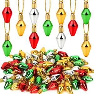 lot 6024 image: Jansun 60PCS Christmas Mini Light Bulb Balls Ornaments, Miniature Xmas Tree Hanging Decorations Small Vintage Glitter Lightbulb Balls for Holiday Party Outdoor Indoor DIY Craft Decor Supplies
