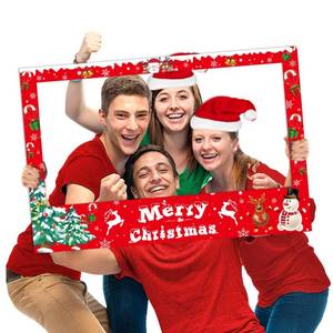 lot 6056 image: Christmas Photo Booth Props Frame Party Supplies - XmasWinterHoliday New Year Decorations
