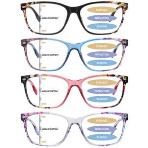 lot 6065 image: MAEOWN 4 Pack Progressive Multifocal Reading Glasses for Women, Blue Light Blocking Computer Readers with Spring Hinge (Mix Color, 2.75, x)