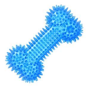 lot 6087 image: JQCUJQA Dog Squeaky Bone Chew Toy for Aggressive Chewers, Durable Dog Rubber Bone Toy Dogs Teeth Cleaning and Training (Blue)