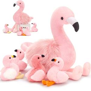 lot 6096 image: MorisMos Plush Flamingo Stuffed Animals-18in Mommy Stuffed Flamingo with 4 Baby Bird Toys for Girls Boys,Pink Bird Stuffed Animal Gift for Kids Women Birthday Decor Baby Shower Christmas